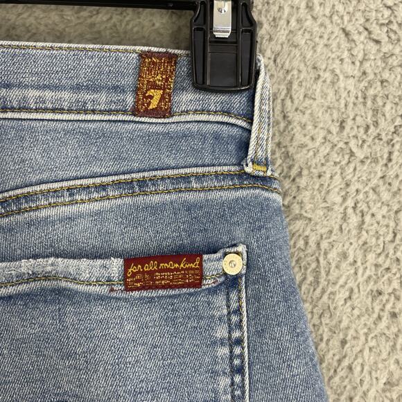 7 For All Mankind Jeans Womens 27 Ankle Distressed Frayed Hem Pants Ripped - Picture 9 of 14